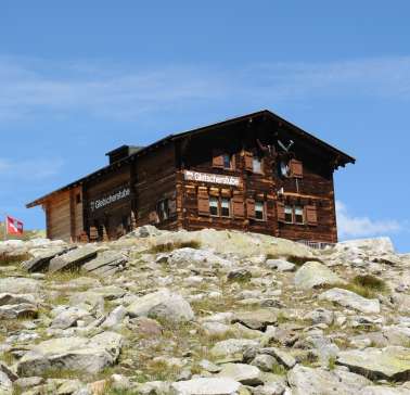 Glescherstube Hütte am Berg im Wallis©ADB